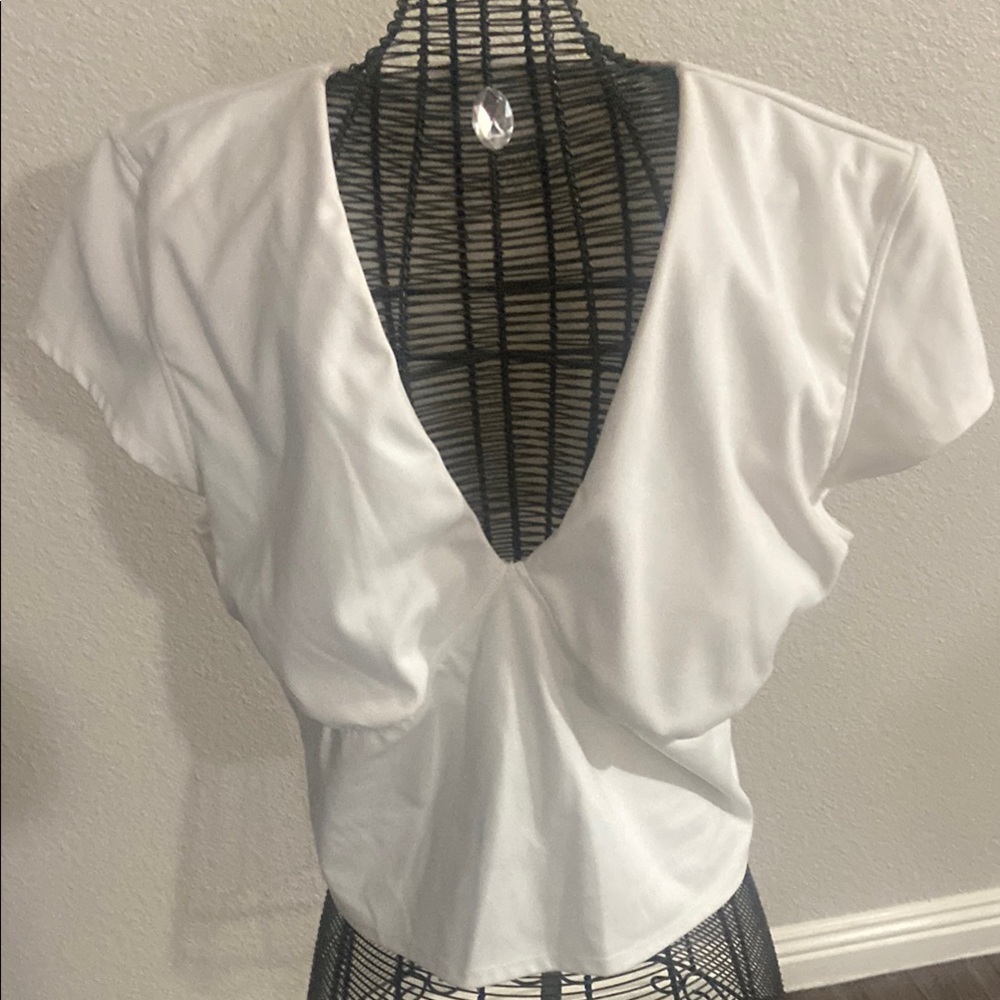 No Boundaries White Ruched Crop Blouse